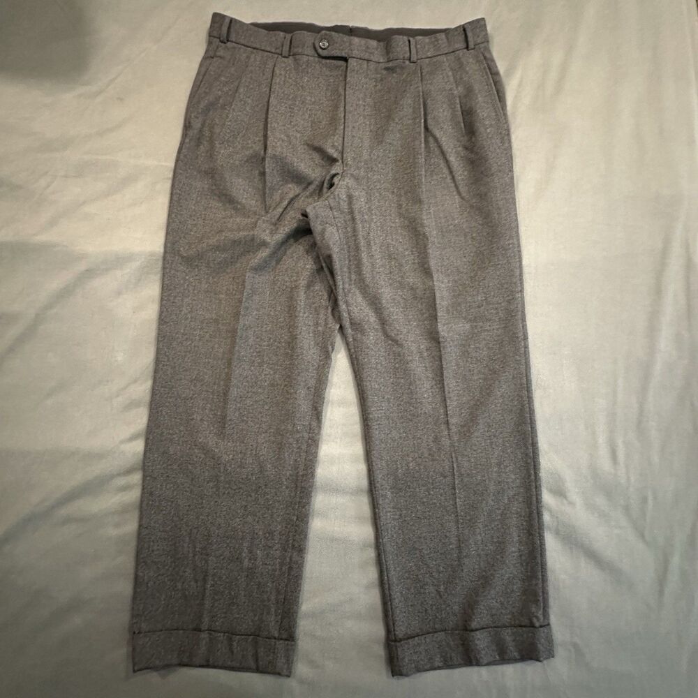 Vintage Brooks Brothers Pants Mens 40x30 Gray 100% Wool Pleated Cuffed Canada